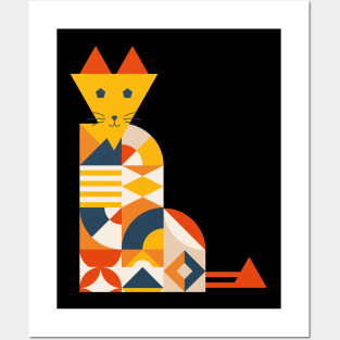 Geometric Colorful Cat Posters and Art